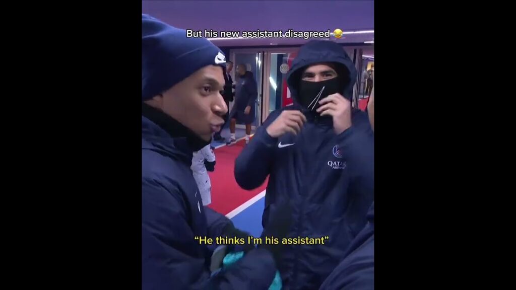Mbappé og Hakimi i humoristisk øyeblikk