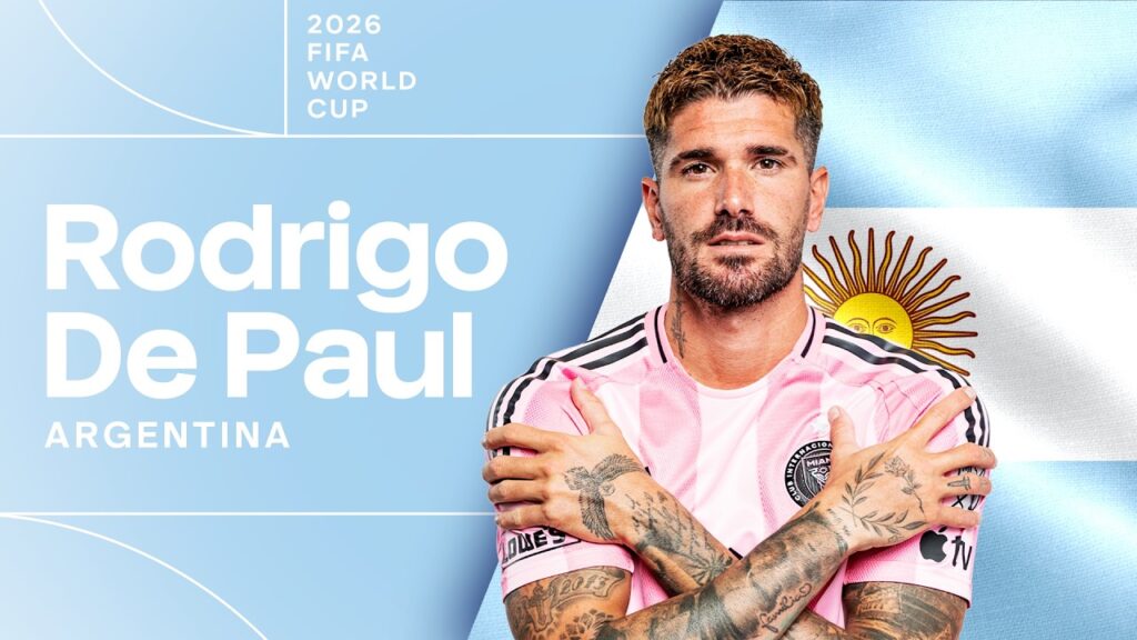 Rodrigo De Paul med Argentinas flagg