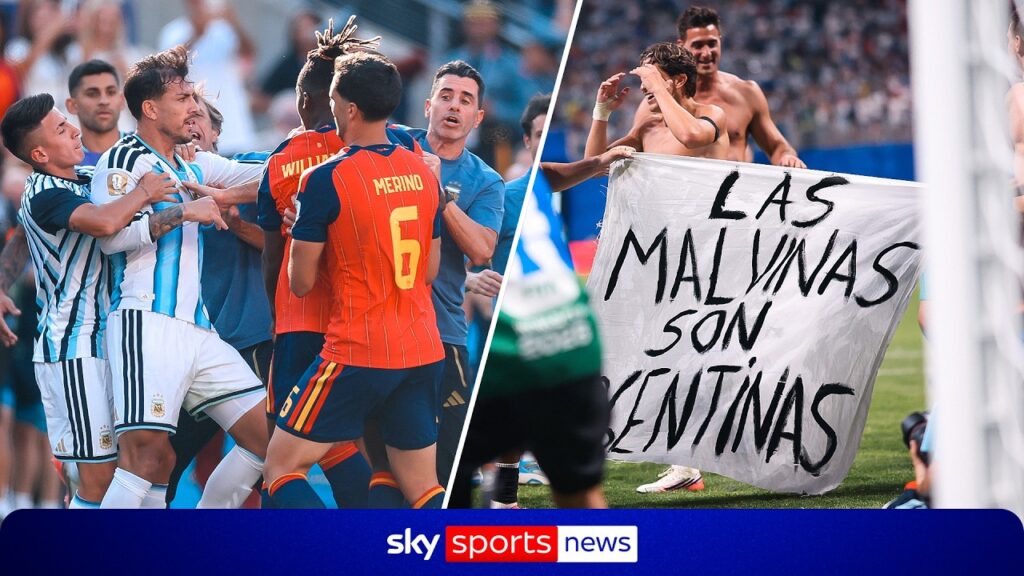 Intens spillerkrangel mellom Argentina og Spania